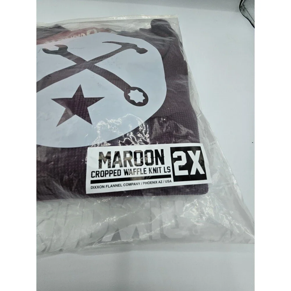 Dixxon Womens 2XL ~ Maroon ~ Cropped Waffle Knit Long Sleeve - Picture 3 of 4